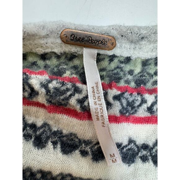 Free People Women’s Thermal Waffle Pullover Sweater Sz Medium V Neck Stretchy - Picture 6 of 9